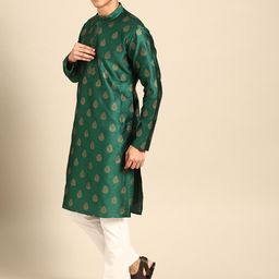 MANQ Men Ethnic Motifs Printed Regular Kurta with Pyjamas image 4