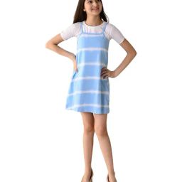 LilPicks Kids Blue & White Cotton Striped Dress-image-58