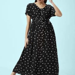 Honey by Pantaloons Black Polka Dots A-Line Dress-image-79