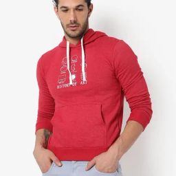 Campus Sutra Maroon Cotton Regular Fit Printed Hooded Sweatshirt-image-76