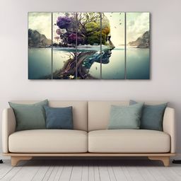 The Castle Decor Green & Brown 5 Piece Wood Other Wall Paintings-image-56