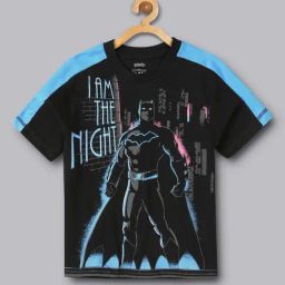 Kidsville Black & Blue Cotton Printed Batman T-Shirt-image-15