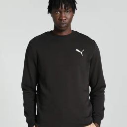 Puma Essentials Black Regular Fit Logo Print Sweatshirt-image-45