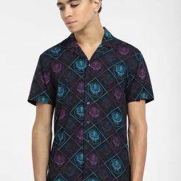 Jack & Jones Black Comfort Fit Printed Shirt-image-38