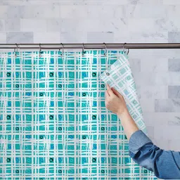 ArtzFolio Green & White Geometric Printed Waterproof Shower Curtain-18
