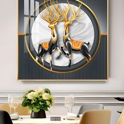 THE NEXT DECOR Gold & Black Deer in Unity Painting Square Wall Art-image-22
