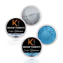 KINDED Makeup Pigments Loose Shimmer Powder Eyeshadow 06 Greyish Silver & 08 Sky Blue Combo-image-18