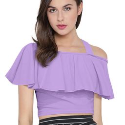 SHOPONBIT Women Textured Off-Shoulder Crop Top-image-4