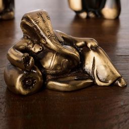 eCraftIndia Gold-Toned Brass Handcrafted Lord Ganesha with Masand-image-43