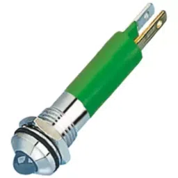 RS PRO Green Panel Mount Indicator 24V AC/DC, Mounting Hole Size 8 mm, Termination Type Solder Tab, IP Rating IP67, Model No 211522-42