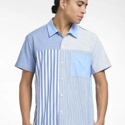 Jack & Jones Blue Cotton Regular Fit Striped Shirt-image-14