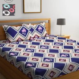 Klotthe Printed Multicolor 210 TC Cotton Blend King 2 Bed Sheets with 4 Pillow Covers-image-90