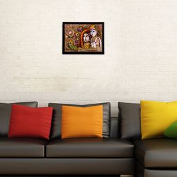 eCraftIndia Multicoloured Satin Matte Texture Framed Radha Krishna UV Wall Art-image-54