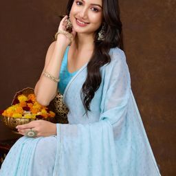 KALINI Zari Poly Chiffon Patola Saree-image-85