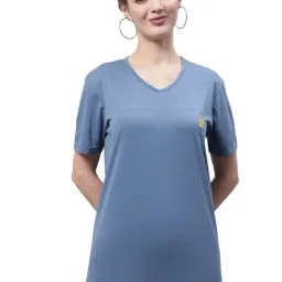 Vimal Jonney Blue Cotton Logo Print T-Shirt-image-95