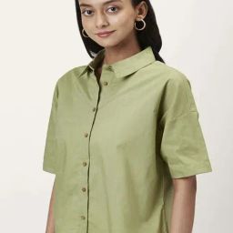 Honey by Pantaloons Green Linen Printed Shirt-image-41