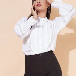 SELVIA White Self Pattern Shirt-image-68