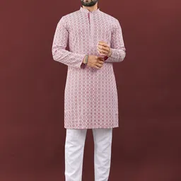 Zurika Fashion Geometric Embroidered Mandarin Collar Straight Kurta-picture-50