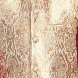 VASTRAMAY Boys Maroon & Gold Kurta With Jacket & Pyjama Set image 5