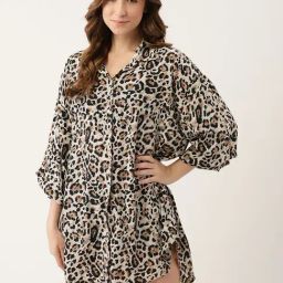 Ms.Lingies Brown Printed Night Shirt-image-46
