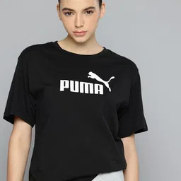 Puma Brand Logo Printed Drop-Shoulder Sleeves Pure Cotton Relaxed Fit T-shirt-picture-3