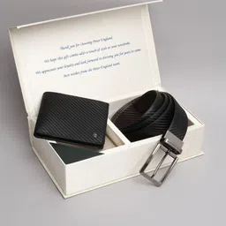 Peter England Men Accessory Gift Set of Textured Belt and Wallet-picture-17