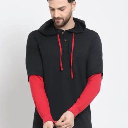 Kalt Black & Red Regular Fit Hooded Sweatshirt-picture-18