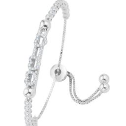 Anayra 92.5 Sterling Silver American Diamond Movable Heart Adjustable String Bracelet for Women-image-76
