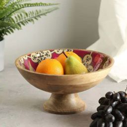 India Circus by Krsnaa Mehta Maroon Mango Wood Clover'S Knotty Play Fruit Bowl (1 L)-picture-15