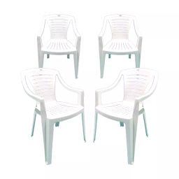 Supreme Fiji Plastic Chair with Arms (Milky White, Pack of 4)-42
