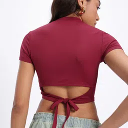 glitchez Tie-Up Twist Fitted Crop Top-image-29