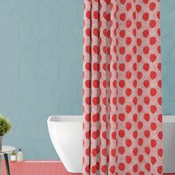 ArtzFolio Red and Beige Geometric Printed Waterproof Shower Curtain-13
