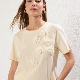 Trendyol Floral Embellished Round Neck Pure Cotton Regular Fit T-shirt-picture-20