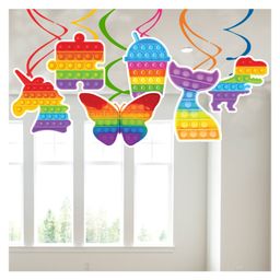 Zyozi Pop Push Bubble Hanging Swirl Decorations Fidget Toy Party Supplies - Pack of 6-image-0