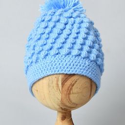 Funkrafts Pom Pom Detail Handmade Woollen Cap - Blue-32