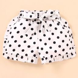 Kookie Kids Shorts with Frill Detailing & Polka Dots Printed -White-picture-22