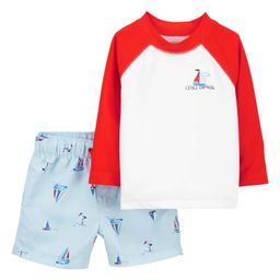 Carter's Sailboat Rash Guard Top & Shorts Swim Set - Red-image-73