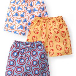 Babyhug Marvel Cotton Woven Boxers With Avengers Print Pack of 3 - Multicolor-image-62