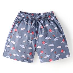 Enfance Core Cotton Elephant & Sky Printed Shorts - Grey-image-77