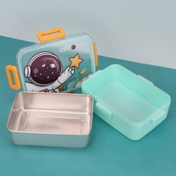 KIDLINGSS Single Compartment Astronaut Print Insulated Lunch Box - Blue-18