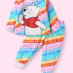 Babyhug Disney Single Jersey Knit Full Sleeves Night Suit with Winnie The Pooh Graphics -White-picture-13