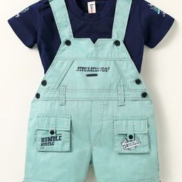 Dapper Dudes Embosis Hosiery Typography Printed Dungaree With Half Sleeves Tee - Grey-picture-12
