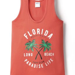 Taeko Single Jersey Knit Sleeveless Vest with Beach Theme Print - Red-image-62