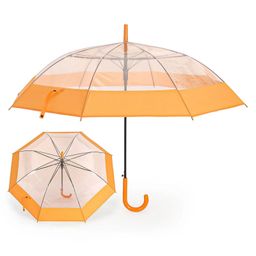 CHAATEWALA Solid See Through Umbrella - Orange-13