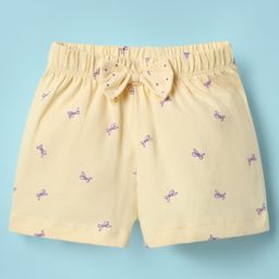 Tango Single Jersey Knit Knee Length Shorts With Bow Applique - Lemon-image-80