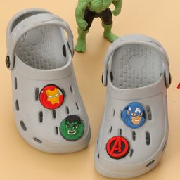 Yellow Bee Marvel Featuring Avengers With Iron Man Captain America & Hulk Applique Detailed Perforated Slingback Clogs - Grey-picture-23