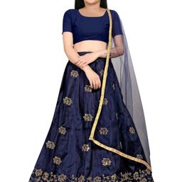 Shoryam Fashion Girls Blue Raw Silk Lehenga Choli-picture-47