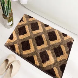 LUXEHOME INTERNATIONAL Brown & Beige Printed 1780 GSM Non-Slip Bath Rug-55