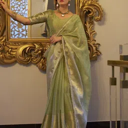 LOOKNBOOK ART Zari Tissue Tussar Saree With Blouse Piece-38
