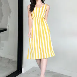 Popwings Women Print A-Line Midi Dress-image-47